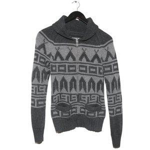 Tna 100% Lambswool Sea to Sky Geometric Knit Full Zip Sweater Size Medium